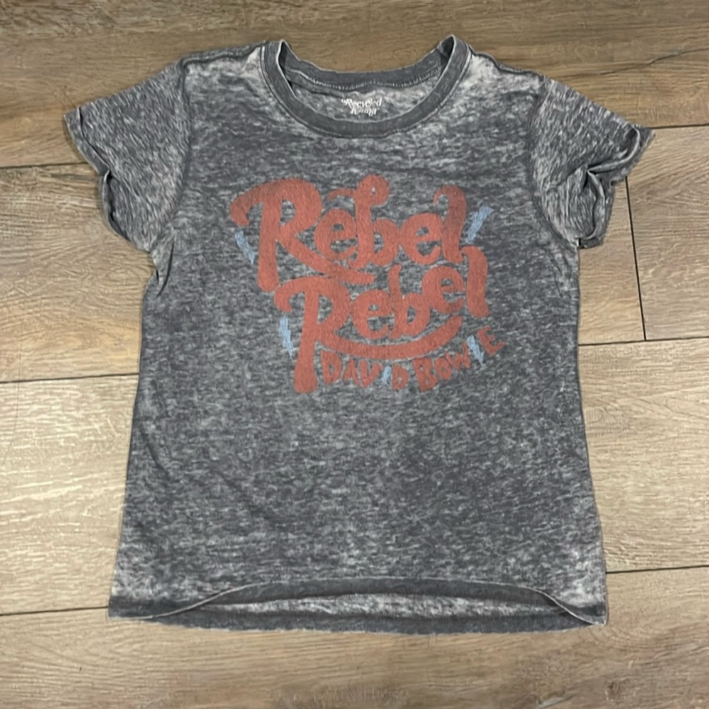 Recycled Karma Rebel Rebel/David Bowie distressed graphic tee size M